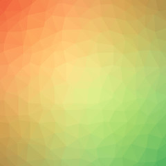 Wall Mural - Low poly pattern design. Medium cells. Vector polygonal background filled with red to yellow to green gradient. Geometric style poster backdrop.