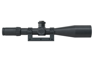 Scope optical equipment for sniper rifle, side view. 3D graphic