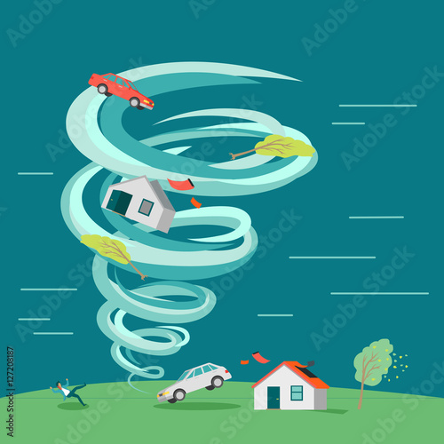 Fotografía Natural Disaster Flat Design Vector Illustration