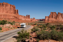 RV Driving Through Arches National Park