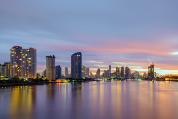 Wall Mural - City / View of city at twilight.