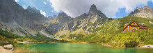 High Tatras - The panorama of Zelene Pleso lake and valley with the Chalet