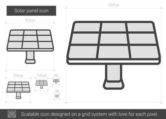 Poster - Solar panel line icon.