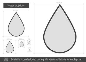 Wall Mural - Water drop line icon.