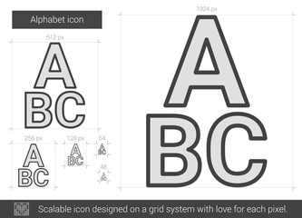 Canvas Print - Alphabet line icon.