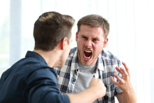 Two Angry Men Arguing And Threatening