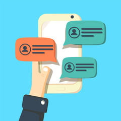 Poster - mobile phone chat message notifications vector illustration