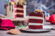 Red Velvet  Cake Decorated For Christmas