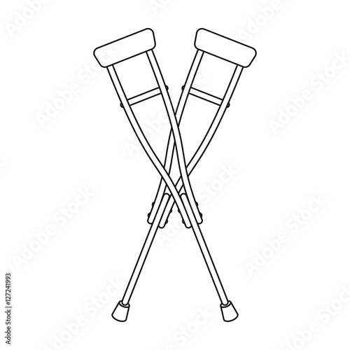 Fotografía Crutches icon in outline style isolated on white background