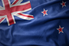 Waving Colorful Flag Of New Zealand.