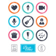 © blankstock - Party celebration, birthday icons. Carnival, guitar and champagne glass signs. Gift box, ice cream and love symbols. Report document, information icons. Vector