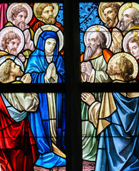 Wall Mural - Stained Glass - Mary and the Apostles on Pentecost