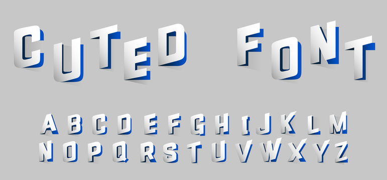Alphabet letters cut out from paper blue style. Vector illustration
