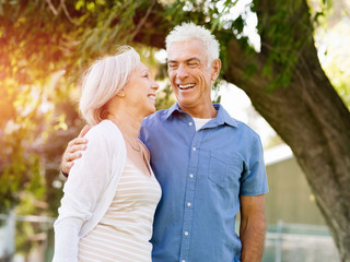 Senior couple relaxing in park