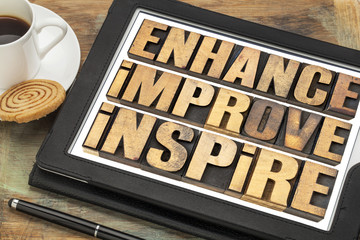 Wall Mural - enhance, improve, inspire word abstract