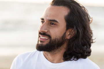 happy smiling man with beard outdoors