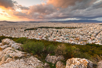 Wall Mural - View of Athens from Lycabettus Hill, Greece.