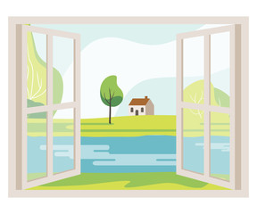 Open Window with a Landscape View