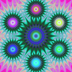 Poster - Multicolored fractal mandala background