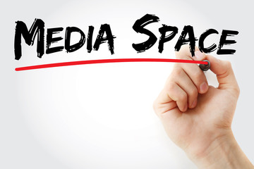 Poster - Hand writing Media space with marker, concept background