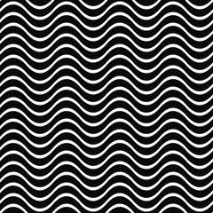 Poster - Seamless black and white wave pattern background