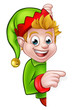 Pointing Christmas Elf Cartoon Character