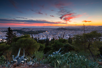 Wall Mural - View of Athens from Lycabettus Hill, Greece.