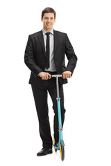 Poster - Businessman with a scooter