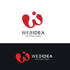 W letter logo, Web design logo, w media logo template.