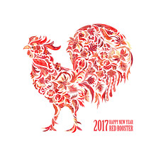 Vector Red Rooster For The Chinese New Year 2017