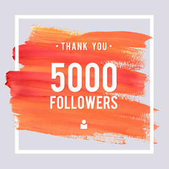 Vector thanks design template for network friends and followers. Thank you 5 K followers card. Image for Social Networks. Web user celebrates large number of subscribers or followers