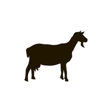 Silhouette Of Goat Isolated On White Backbround