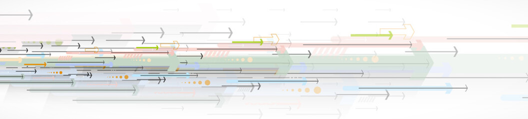 Flow of arrows. Imagination of business or technology process. Vector futuristic  background with great idea