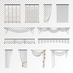 Transparent Curtains Draperies Realistic Set Background