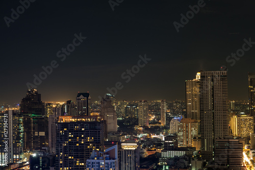 Panorama of Bangkok at night, Thailand Wallpaper Mural