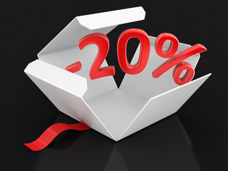 Poster - Open package with -20%. Image with clipping path
