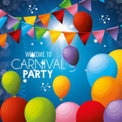 Wall Mural - welcome carnival party balloons colors garlands vector illustration eps 10