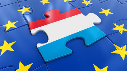 Poster - Luxembourg flag Jigsaw as part of EU 