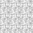 © nexusby - pattern with skulls and hearts, bones and daggers, seamless background in black and white