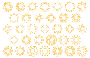 Wall Mural - SUNS yellow line icons