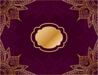 Horizontal vector background in arabic style, with red background and gold mandala ornament