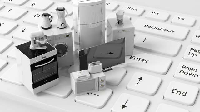 3d rendering home appliances on a keyboard