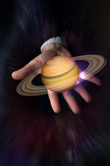 Wall Mural - hands planet saturn