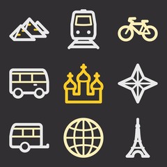 Wall Mural - Vacation and transport vector mobile icons, tour infographics sy