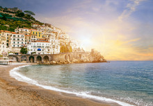 Beautiful Landscape Of Amalfi Coast Mediterranean Sea South Ital