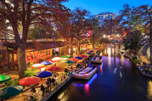 River Walk In San Antonio Texas In Colorful Christmas Light