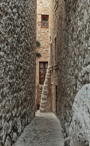 Fototapeta na wymiar Narrow cobbled street in the old village , France.