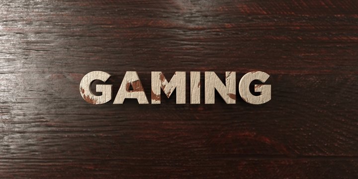 Gaming - grungy wooden headline on Maple  - 3D rendered royalty free stock image. This image can be used for an online website banner ad or a print postcard.