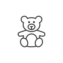 Soft Toy, Teddy Bear Line Icon, Outline Vector Sign, Linear Pictogram Isolated On White. Logo Illustration