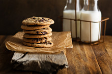 Homemade Chocolate Chip Cookies With Milk